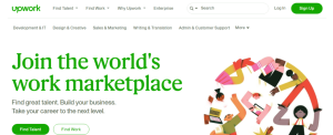 The screenshot of Upwork website